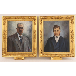 Dwa portrety z połowy XXw olej na płótnie w przepięknych ramach złoconych o48