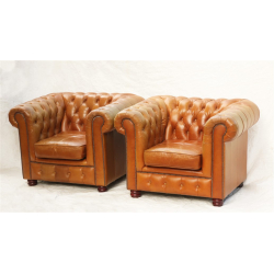 2 fotele Chesterfield 1970' Anglia skóra Nr o54