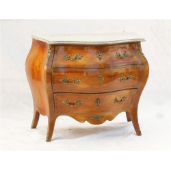 Komoda Brzuchatka Rokoko XXw 1970' intarsjowana marmurowy blat Nr o40