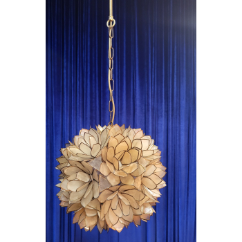 Lampa wisząca Capiz Shell Lotus Ball Chandelier Pendant Light Niemcy 1960s