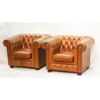 2 fotele Chesterfield 1970' Anglia skóra Nr o54