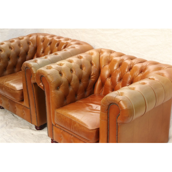 2 fotele Chesterfield 1970' Anglia skóra Nr o54