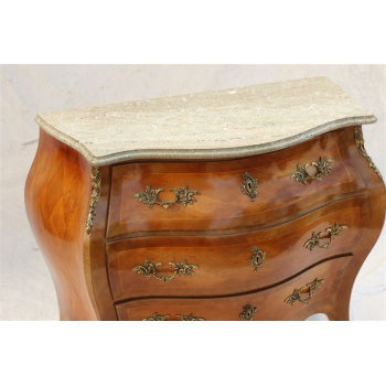 Komoda Brzuchatka Rokoko XXw 1970' intarsjowana marmurowy blat Nr o40