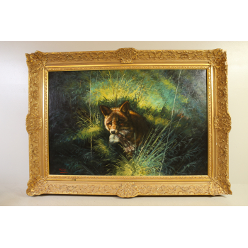 Obraz z lisem olej na płótnie sygnowany Holm nr f321