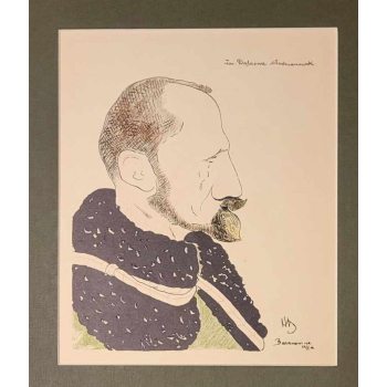 Litografia Karykatura 1915-16r Kazimierz Młodzianowski generał brygady Wojska Polskiego autor Henryk Hertz Barwiński Nr m188