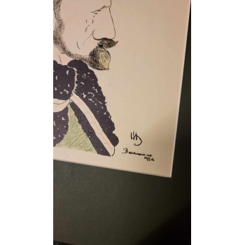 Litografia Karykatura 1915-16r Kazimierz Młodzianowski generał brygady Wojska Polskiego autor Henryk Hertz Barwiński Nr m188